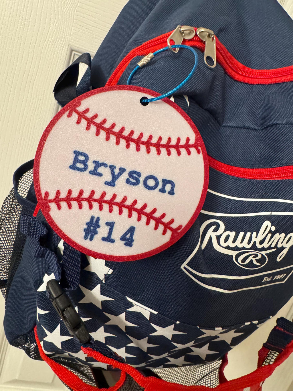 Baseball Bag Tag | Personalized Sports Bag Charm | Baseball Mom Gift | Backpack Keychain