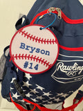 Baseball Bag Tag | Personalized Sports Bag Charm | Baseball Mom Gift | Backpack Keychain