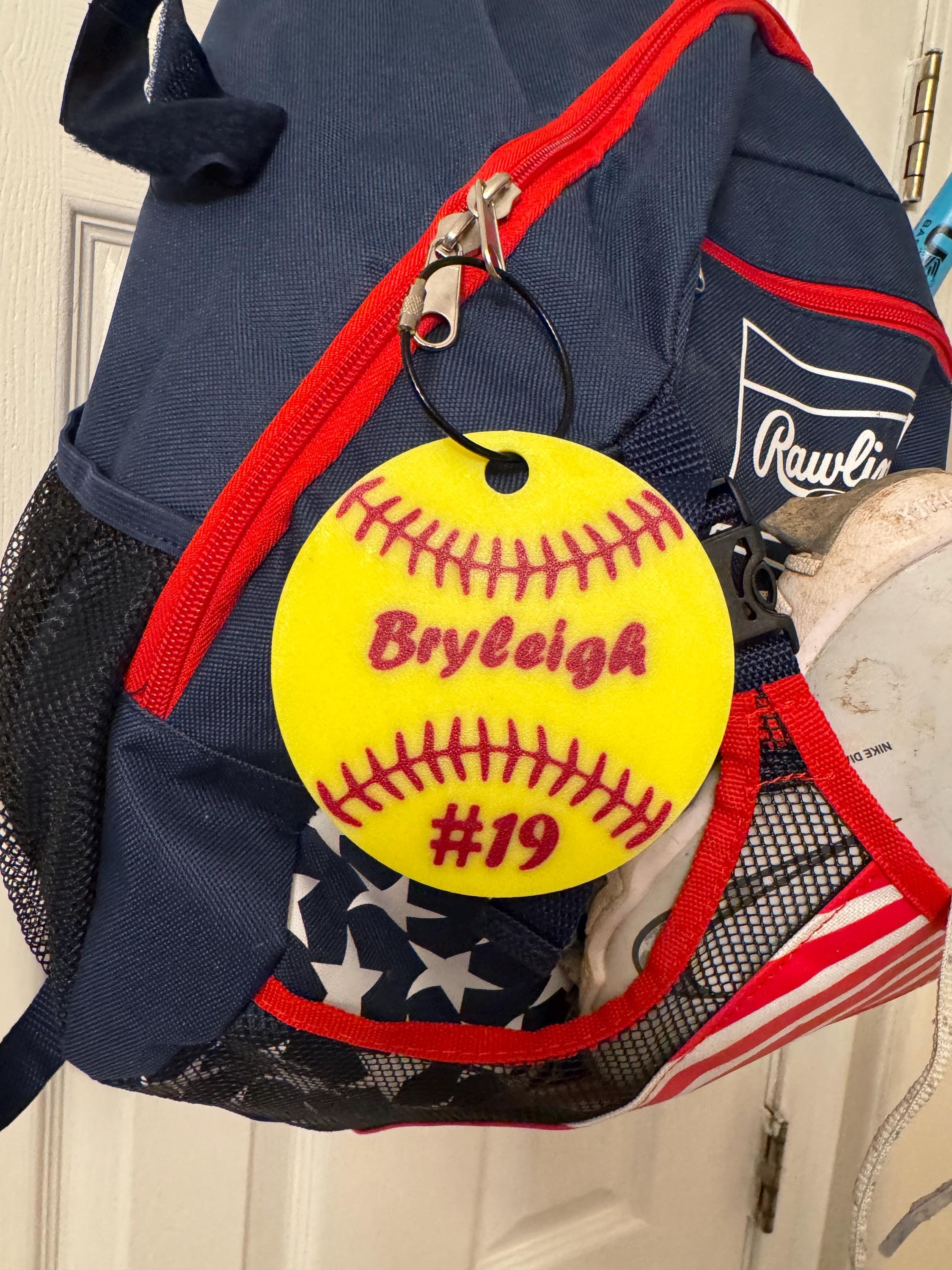 Softball Bag Tag | Personalized Sports Bag Charm | Softball Mom Gift | Backpack Keychain
