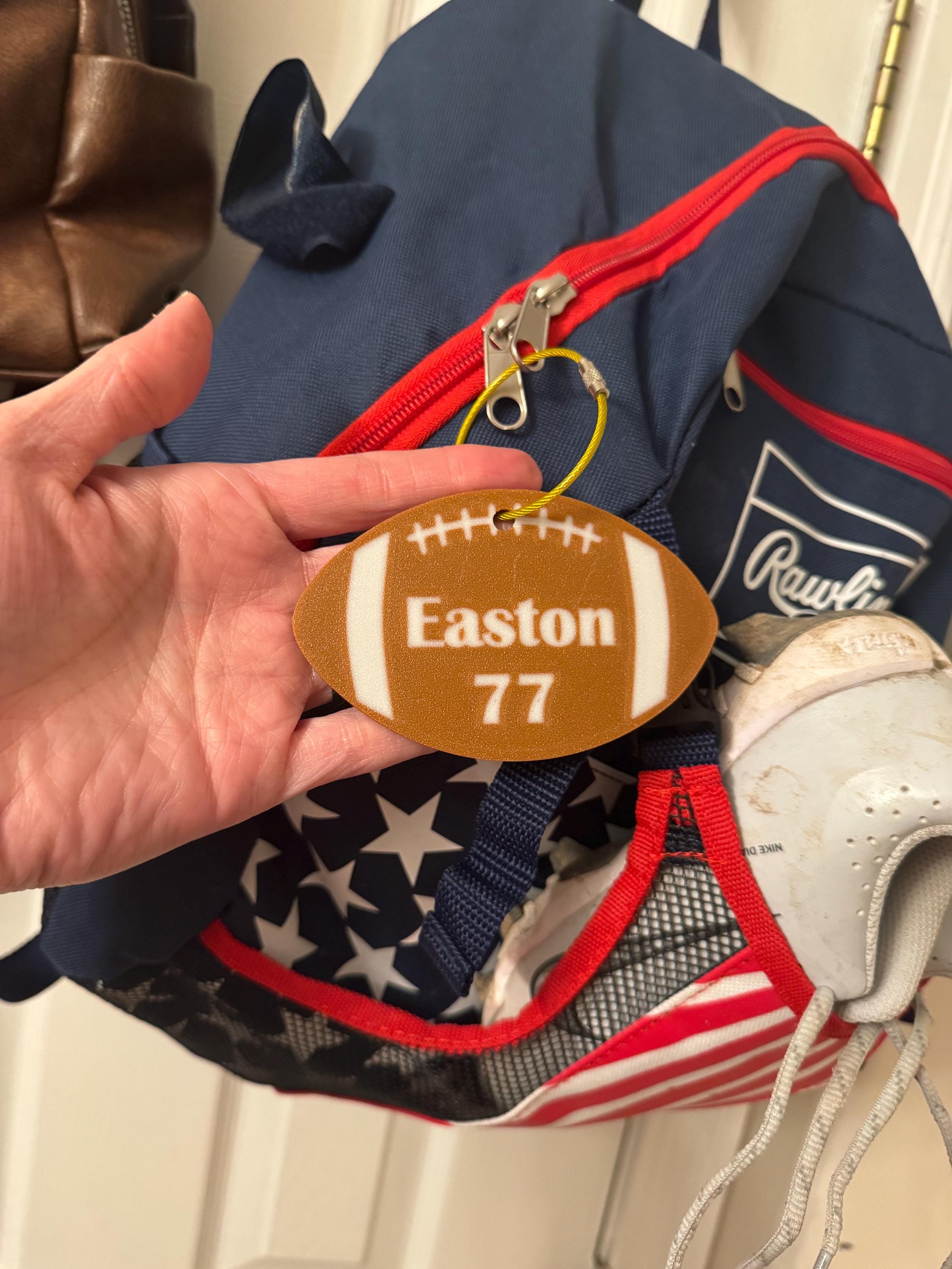 Football Bag Tag | Personalized Sports Bag Charm | Football Mom Gift | Backpack Keychain