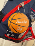 Basketball Bag Tag | Personalized Sports Bag Charm | Basketball Mom Gift | Backpack Keychain