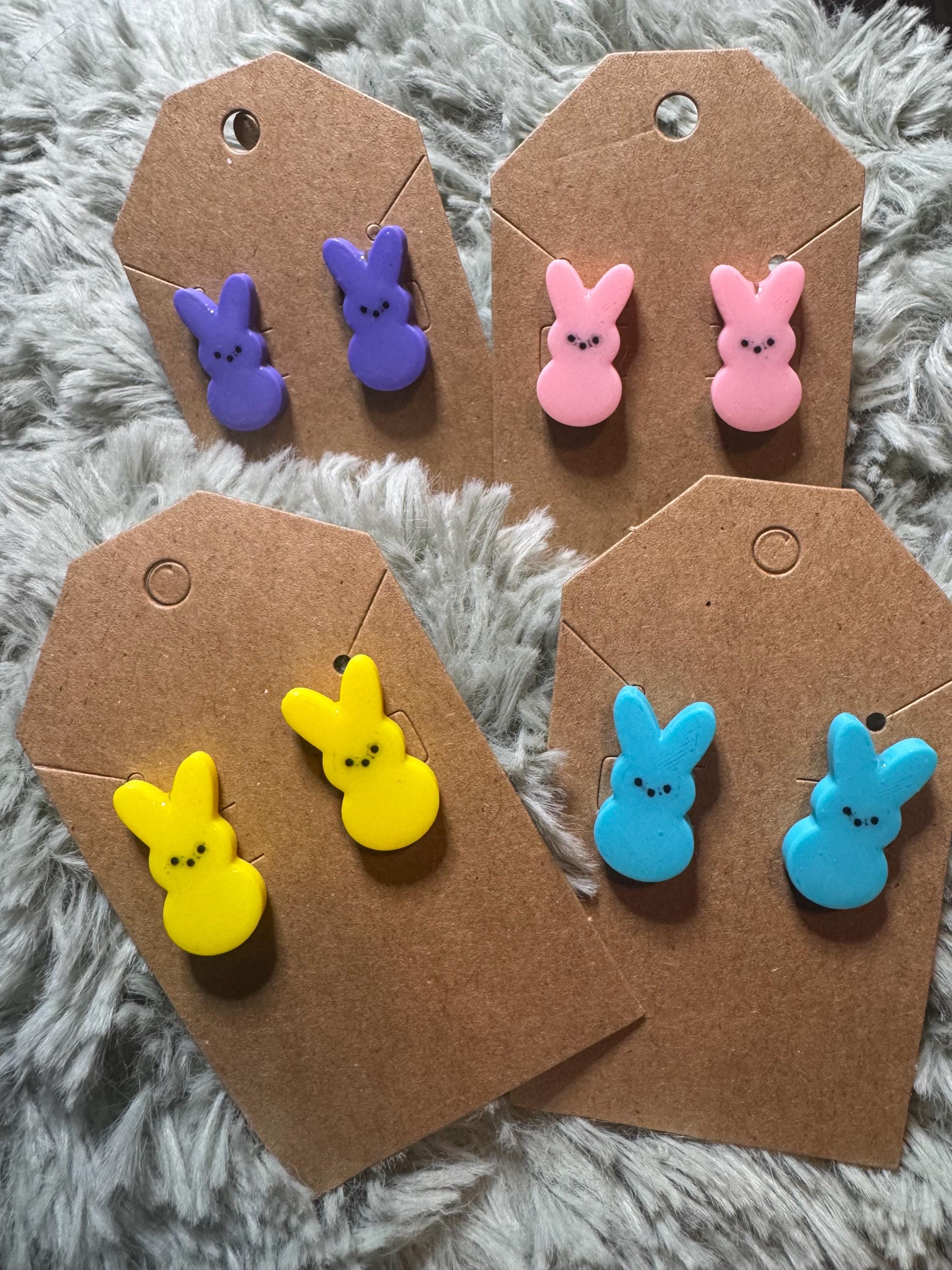 Peeps Bunny Earrings | Easter Jewelry | Hypoallergenic Studs | Holiday Earrings