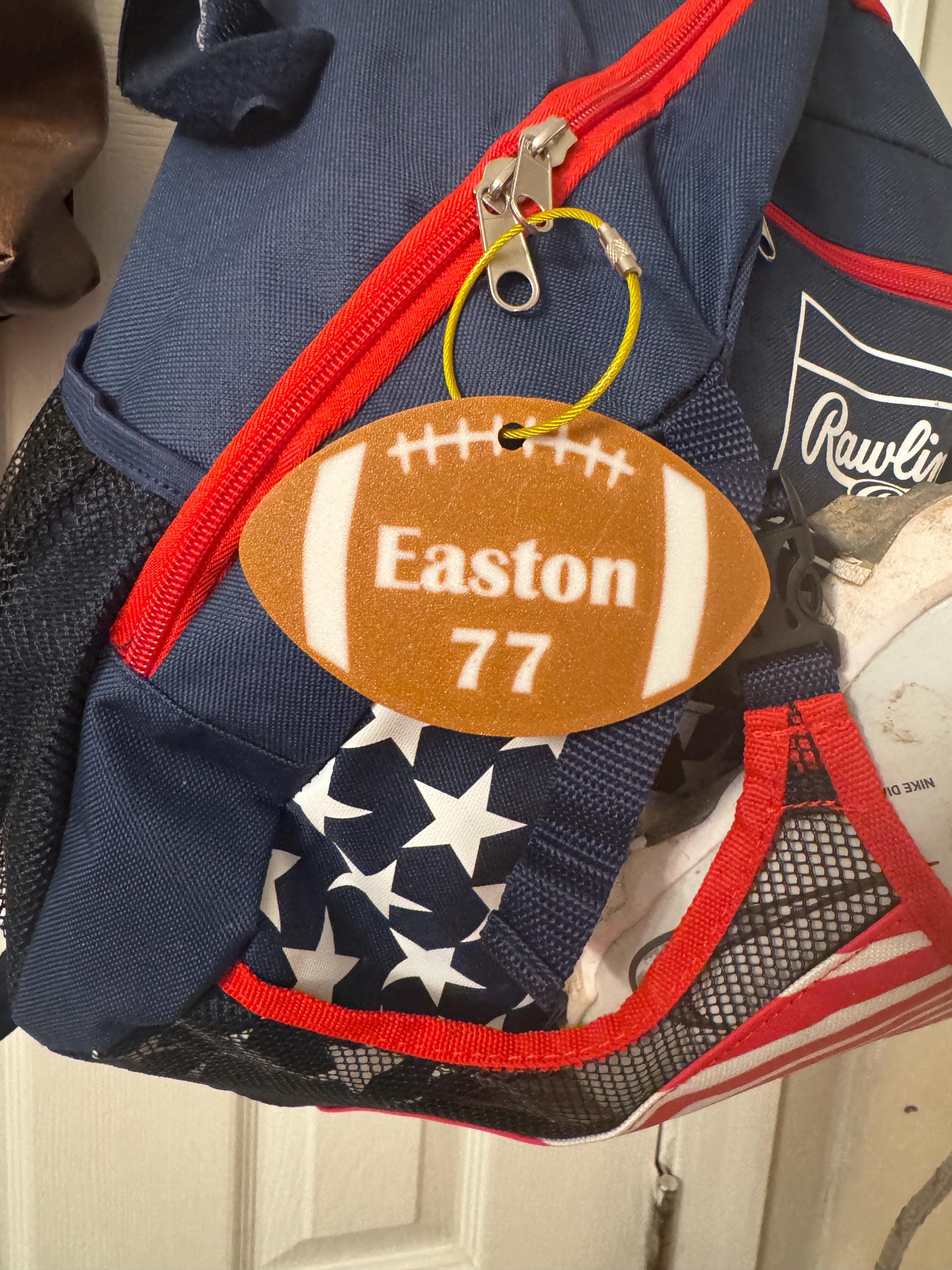 Football Bag Tag | Personalized Sports Bag Charm | Football Mom Gift | Backpack Keychain