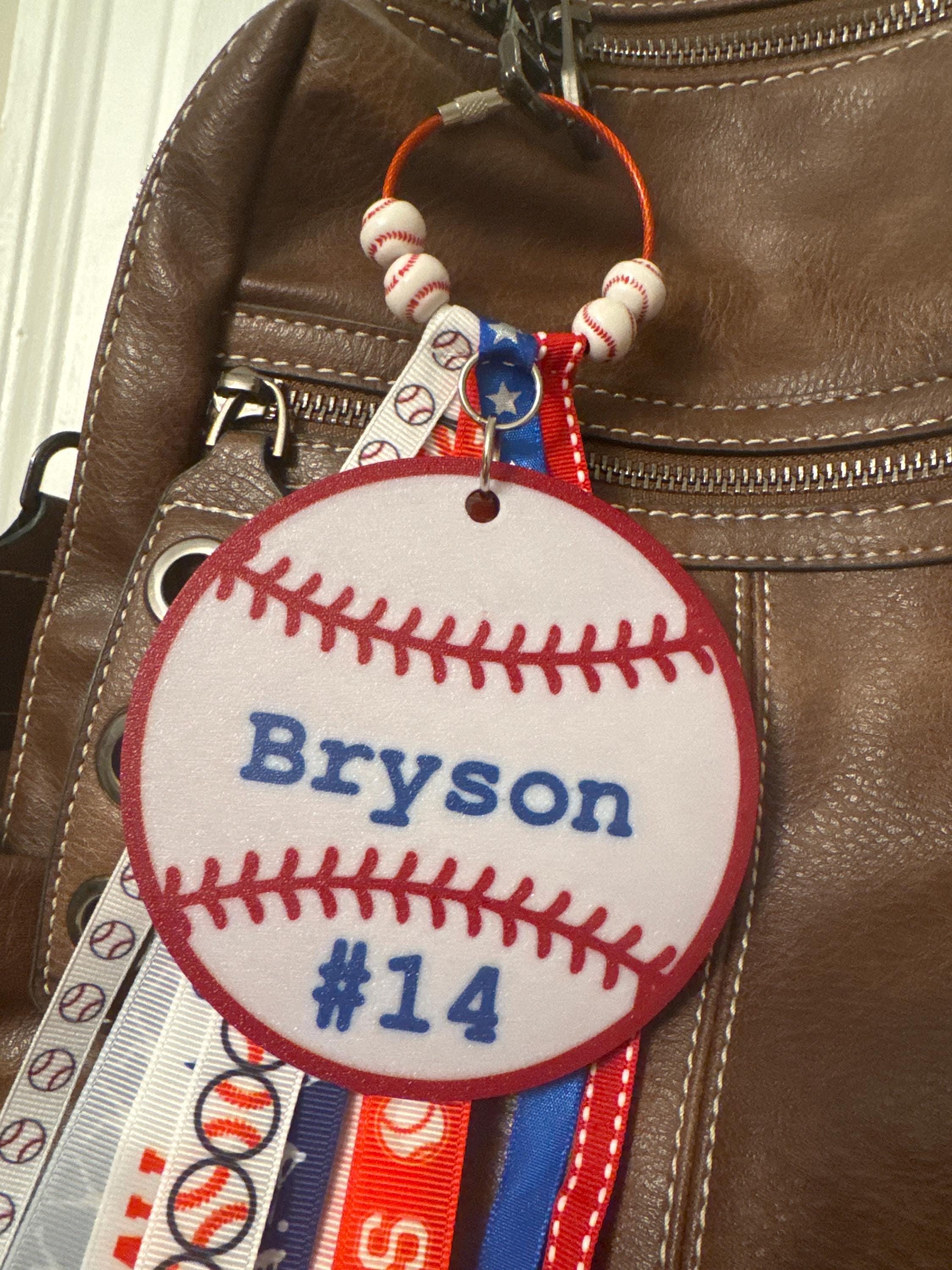 Baseball Bag Tag | Personalized Baseball Mom Bag Charm | Softball Bag Accessory | Bogg Bag Charm | Backpack Keychain | Sports Mom Gift
