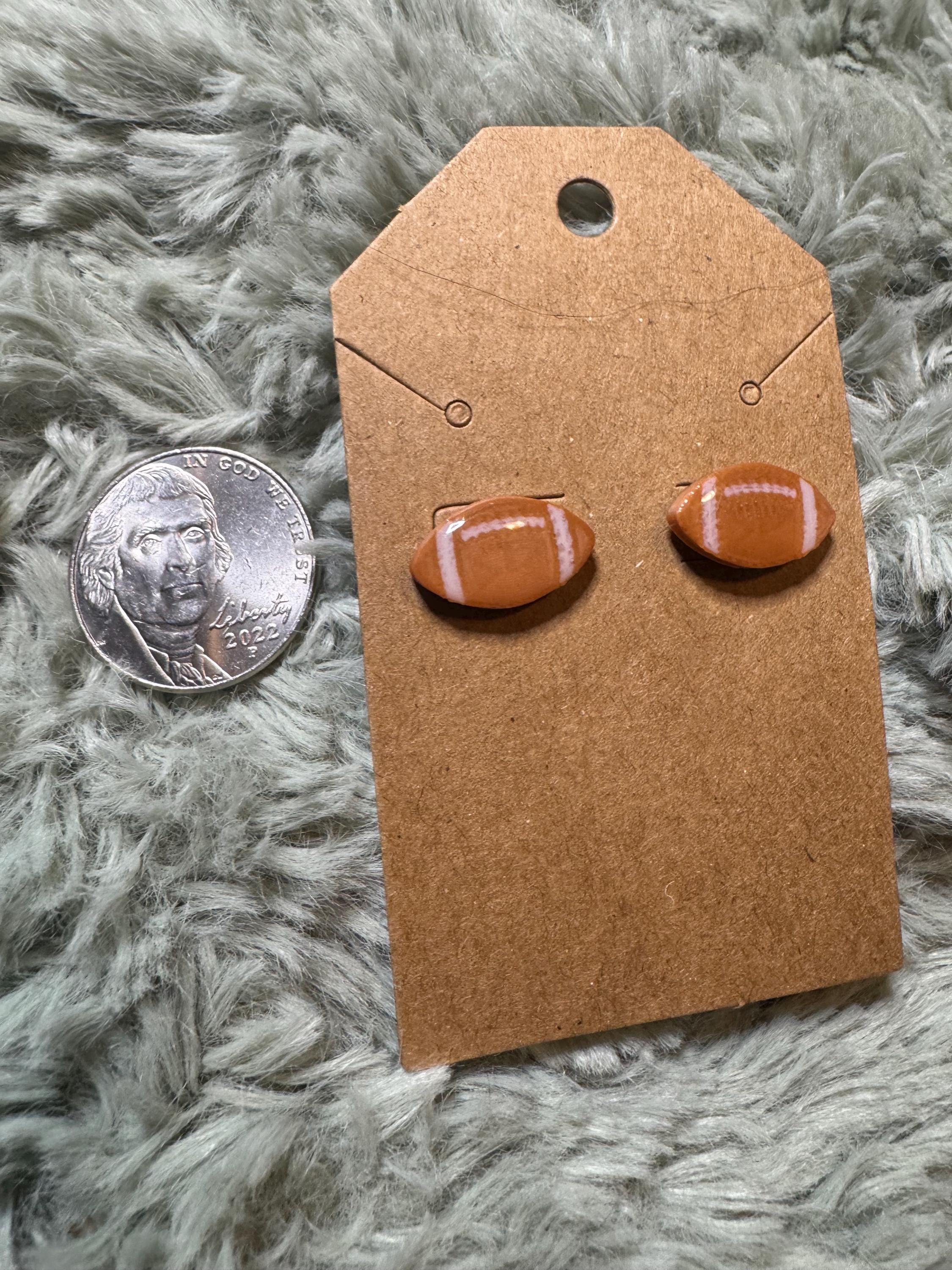 Football Stud Earrings | Lightweight Game Day Jewelry | Team Spirit Accessory