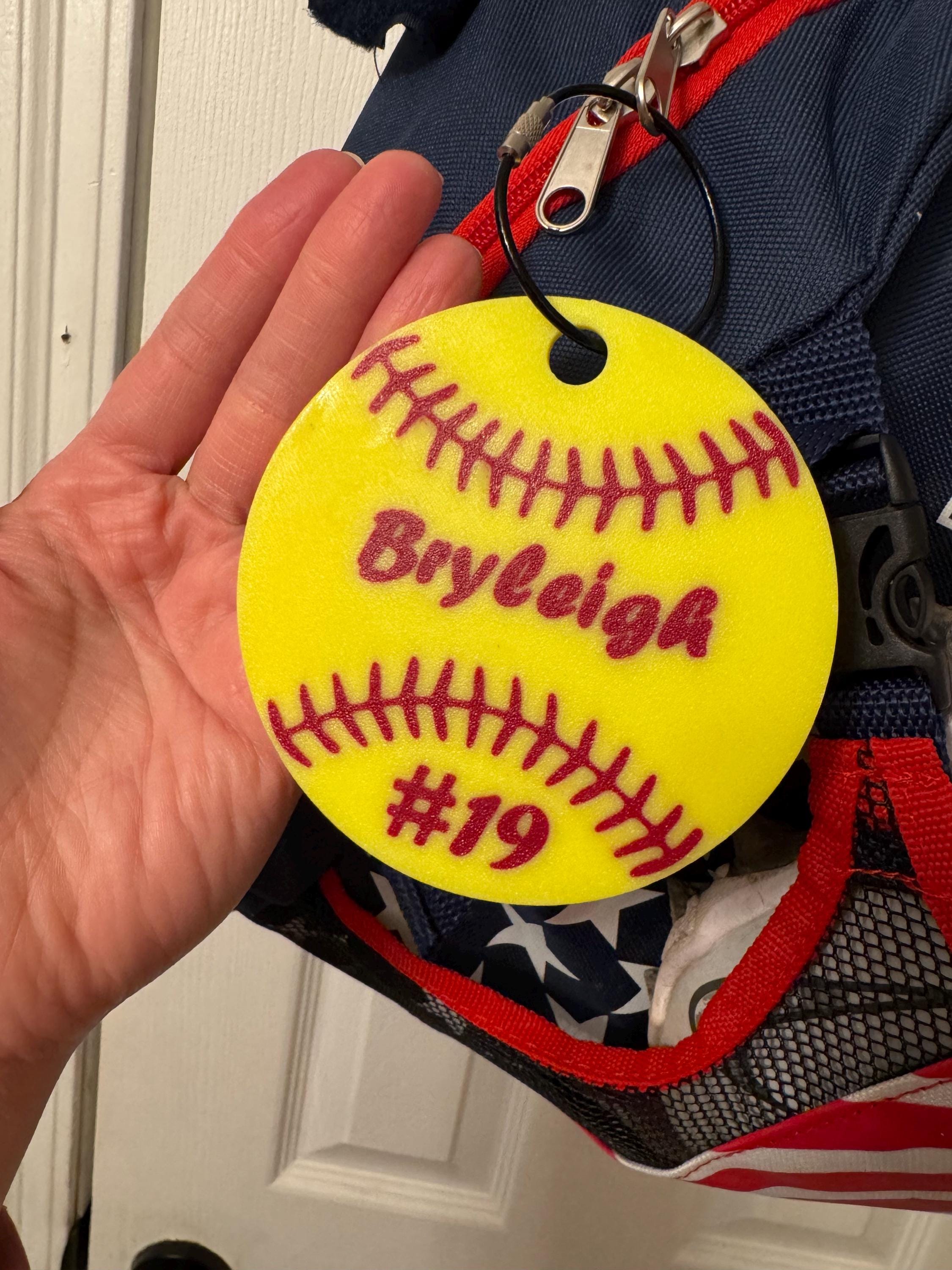 Softball Bag Tag | Personalized Sports Bag Charm | Softball Mom Gift | Backpack Keychain