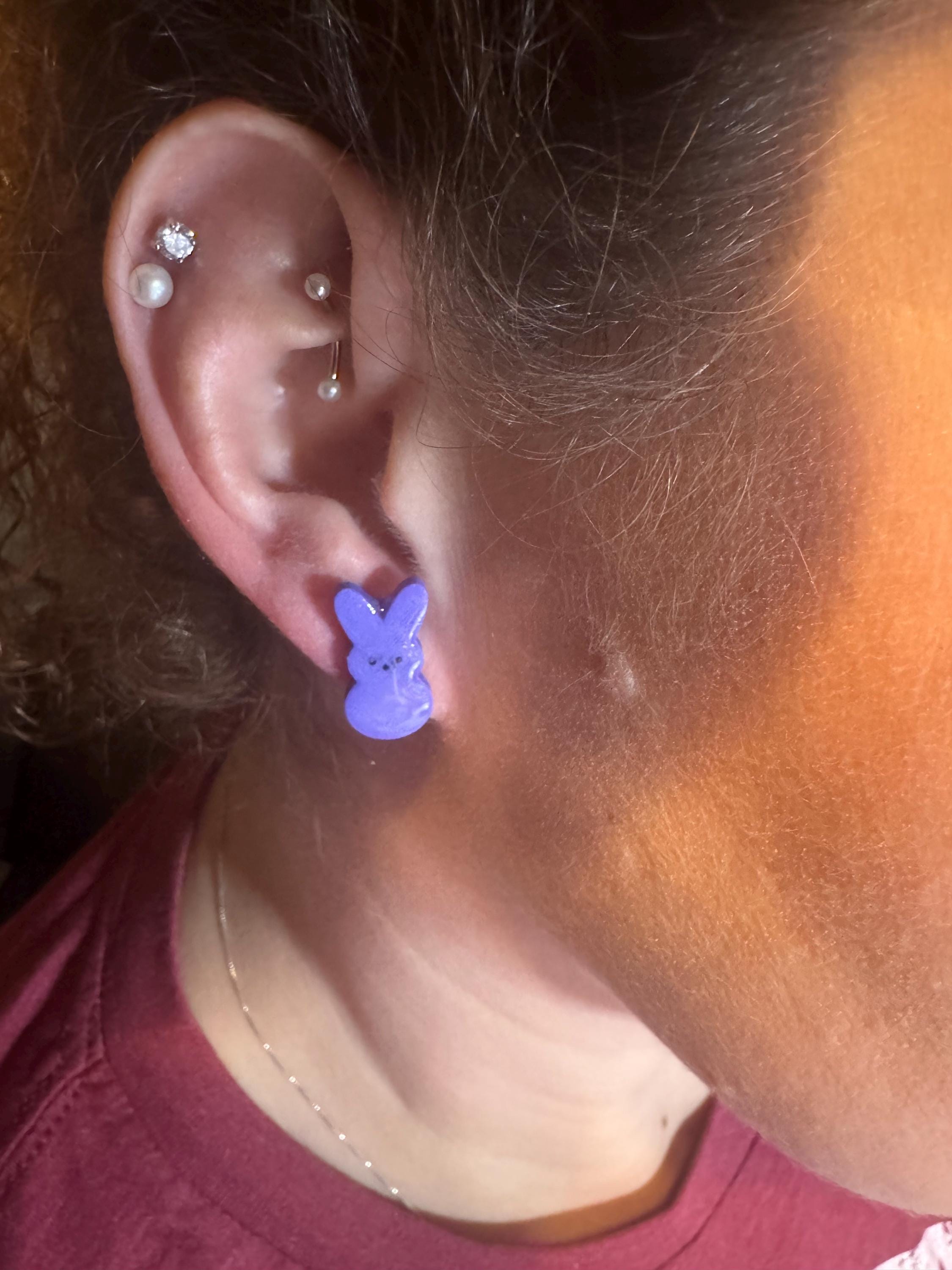 Peeps Bunny Earrings | Easter Jewelry | Hypoallergenic Studs | Holiday Earrings