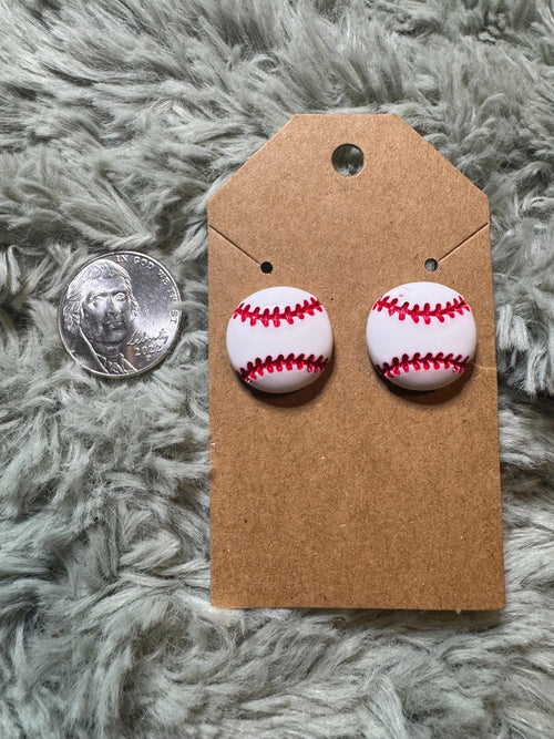 Baseball Stud Earrings, Minimalist Sports Jewelry, Game Day Accessory