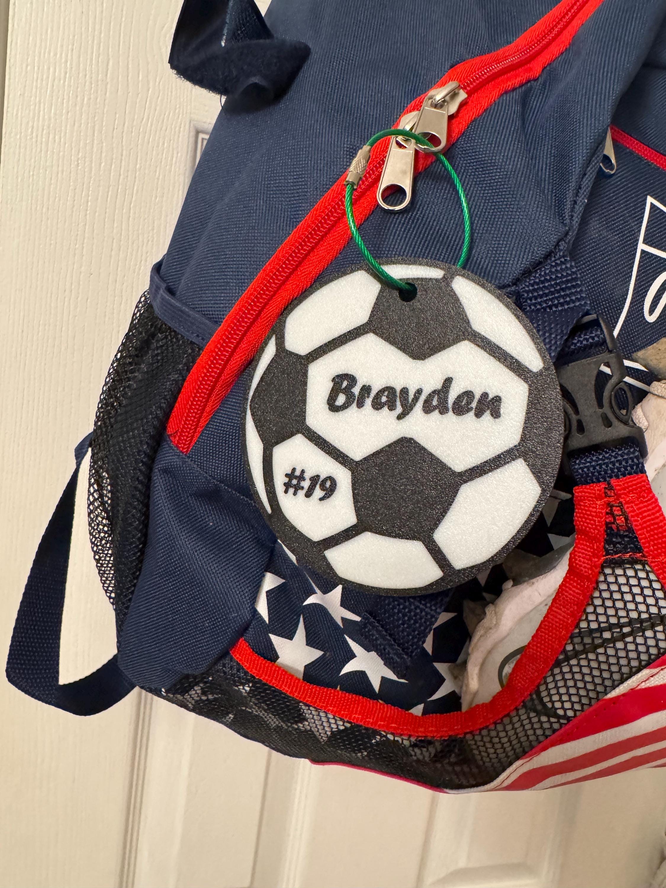Soccer Bag Tag | Personalized Sports Bag Charm | Soccer Mom Gift | Backpack Keychain